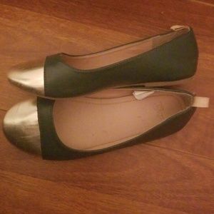 Hunter green ballet flats w/Gold Toe accent